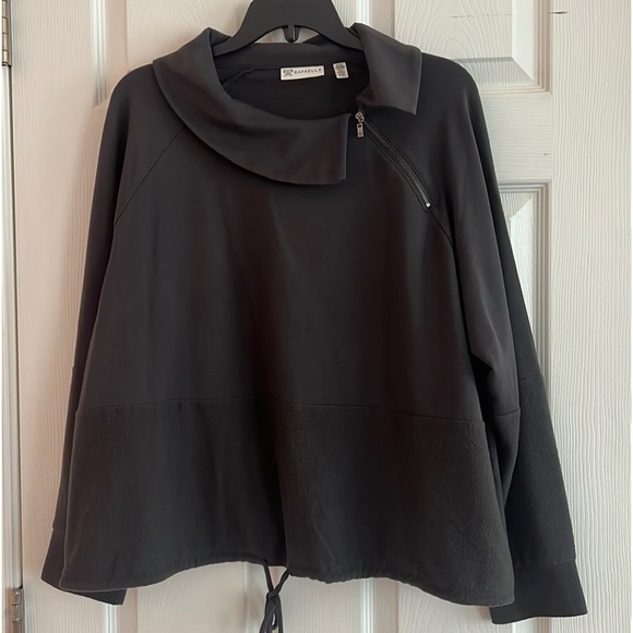Rafaella Gray Asymmetrical neck super soft top with drawstring. NWOT Size XLP - Picture 2 of 5